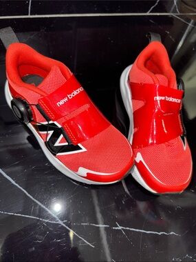 New Balance Kids' Bright Red Slip-On Sneakers with Black Trim